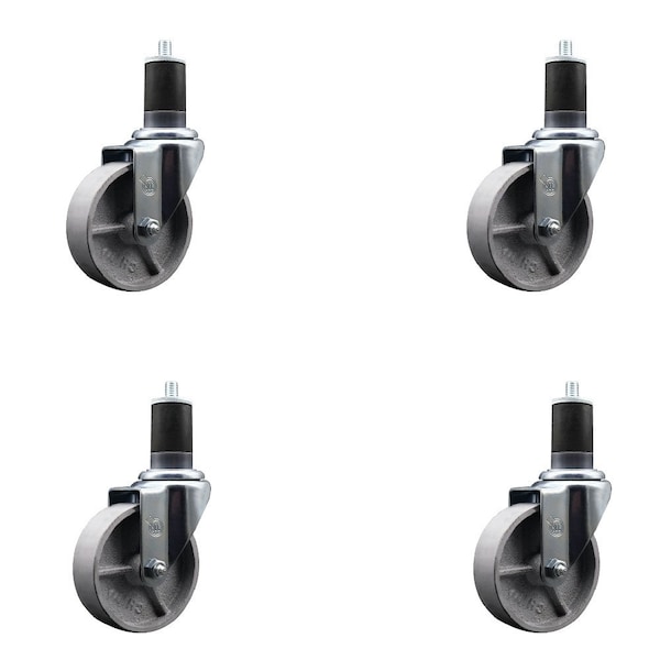 4'' Semi Steel Wheel Swivel 1-5/8'' Expanding Stem Caster Set, 4PK